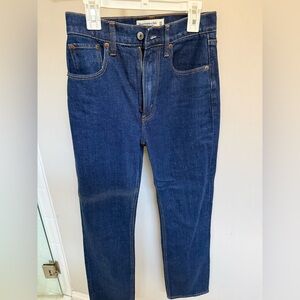 Abercrombie & Fitch Women's Dark Blue Straight Leg Jeans